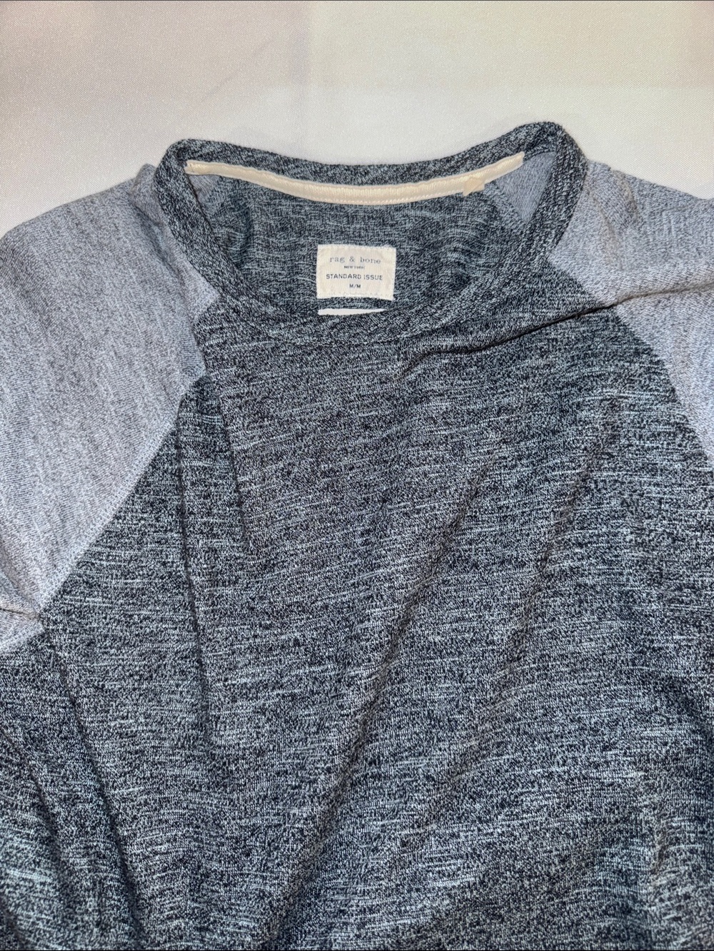 rag & bone Two-Tone Gray Heather Raglan Long Sleeve Shirt